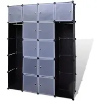vidaXL Armadio modulare a 14 scomparti bianco/nero 37x146x180,5 cm