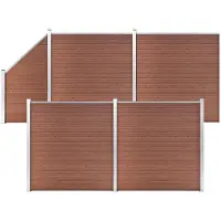 vidaXL Set di recinzione in WPC 4 piazze + 1 pendenza 792x186 cm Marrone