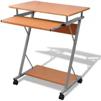 vidaXL Scrivania per computer Carrello per computer Tavolo per ufficio Tavolo per laptop su rotelle marrone