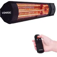 Vonroc Riscaldatore a infrarossi Marsili 2000W – Con telecomando| Nero