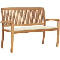vidaXL Panca da giardino impilabile con cuscino 128,5 cm in teak massiccio