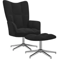 vidaXL Poltrona relax con sgabello in velluto nero