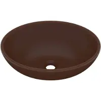vidaXL Lussuoso lavabo ovale opaco marrone scuro 40x33 cm in Vetroceramica