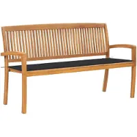 vidaXL Panca da giardino impilabile con cuscino 159 cm in teak massiccio