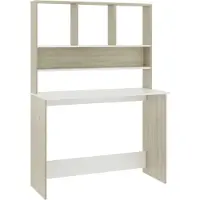 vidaXL Scrivania con ripiani in rovere bianco Sonoma 110x45x157 cm