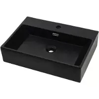 vidaXL Lavabo con foro per rubinetto in Vetroceramica nera 60,5 x 42,5 x 14,5 cm