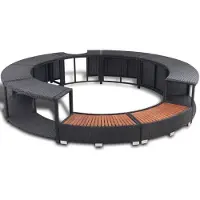 vidaXL Bordo per vasca idromassaggio in poly rattan nero