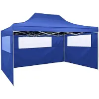 vidaXL Tenda professionale pieghevole per feste a 3 pareti blu 3x4 m in acciaio