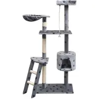 vidaXL Tiragraffi per gatti 150 cm con impronta di zampa grigio
