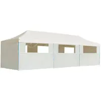 vidaXL Tenda pieghevole pop-up per feste con 8 pareti laterali 3 x 9 m crema