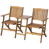 vidaXL Panca da giardino pieghevole con tavolino da tè 140 cm in legno massiccio di acacia