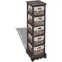 vidaXL Armadio in legno con 5 cesti in vimini Marrone