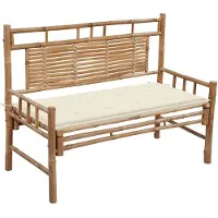 vidaXL Panca da giardino con cuscino in bambù da 120 cm