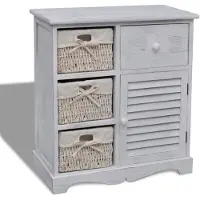 vidaXL Cassettiera con 3 cestini Bianco