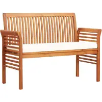 vidaXL Panca da giardino a 2 posti con cuscini 120 cm in legno massiccio di acacia