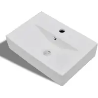 vidaXL Lavabo in Vetroceramica con foro per rubinetto/trabocco Bianco Rettangolare