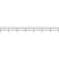 vidaXL Recinzione da giardino con punte di lancia in acciaio (1 - 1,25) x 11,9 m nero