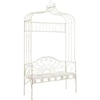 VD Home Furnishing Panchina da giardino 122 cm in ferro bianco antico
