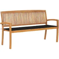vidaXL Panca da giardino impilabile con cuscino 159 cm in teak massiccio