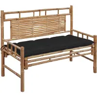 vidaXL Panca da giardino con cuscino in bambù da 120 cm