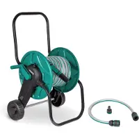 Vonroc Carrello avvolgitubo con tubo da giardino da 20m | Incl. ugello e giunti