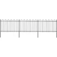 vidaXL Recinzione da giardino con staffa design in acciaio 5,1 x 1,2 m nero