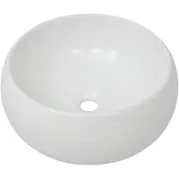 vidaXL Lavabiancheria rund 40x15 cm Keramik Weiß