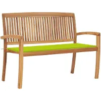 vidaXL Panca da giardino impilabile con cuscino 128,5 cm in teak massiccio