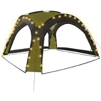 vidaXL Tenda per feste con LED e 4 pareti laterali 3,6x3,6x2,3 m Verde