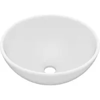 vidaXL Washbeasin rund 32,5 x 14 cm Keramikmatte Weiß
