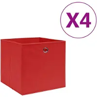 vidaXL Scatole portaoggetti 4 pz. Tessuto non tessuto 28x28x28 cm rosso