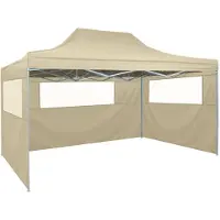 vidaXL Tenda pieghevole con 3 pannelli laterali 3x4,5 m crema