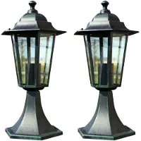 vidaXL Lanterne da giardino 2 pz. Alluminio verde scuro/nero