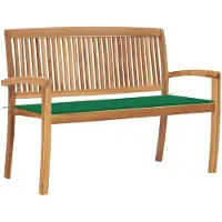 vidaXL Panca da giardino impilabile con cuscino 128,5 cm in teak massiccio