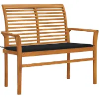 vidaXL Panchina da giardino con cuscino nero 112 cm in teak massiccio