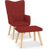 vidaXL Poltrona relax con sgabello in tessuto rosso vino