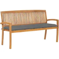 vidaXL Panca da giardino impilabile con cuscino 159 cm in teak massiccio