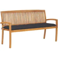 vidaXL Panca da giardino impilabile con cuscino 159 cm in teak massiccio