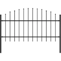 vidaXL Recinzione da giardino con punte di lancia in acciaio (1 - 1,25) x 1,7 m nero