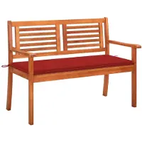 vidaXL Panca da giardino a 2 posti con cuscino 120 cm in legno massiccio di eucalipto