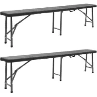 vidaXL Panche da giardino pieghevoli 2 pz. 180 cm HDPE nero