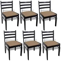 vidaXL Sedie da pranzo 6 pz. Legno massiccio e velluto marrone