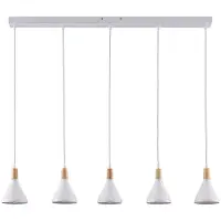 LINDBY lampada a sospensione Arina, 100 cm, bianco, a 5 luci, E14