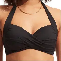 Seafolly Women's Collective Twist Soft Cup Halter Parte superiore bikini Donna (42, nero)