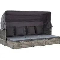 vidaXL Isola parasole da giardino con tetto in poly rattan grigio