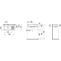 Laufen VAL lavabo à poser COMPACT, 1 trou pour robinet, avec trop-plein, 600x315mm, zone semi-sèche à droite, US fermé, H8172857571041, H8172857571041