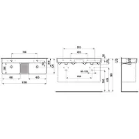 Laufen VAL lavabo double, 3 trous pour robinets, avec trop-plein, 1200x420mm, zone semi-sèche au centre, H8142827571081, H8142827571081