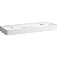 Laufen VAL lavabo double, sans trou pour robinetterie, avec trop-plein, 1200x420mm, zone semi-sèche au centre, H8142820001091, H8142820001091