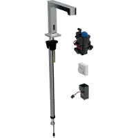 Geberit Robinetterie de lavabo Brenta, saillie 195mm, avec mitigeur thermostatique, alimentation au réseau, pour boîtier de fonction encastré, 116.197.21.1, 116.197.21.1
