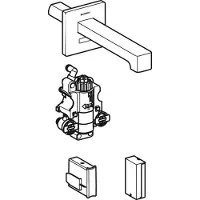Geberit Robinetterie de lavabo Brenta, saillie 220mm, avec mitigeur thermostatique, alimentation par pile, pour boîtier de fonction encastré, 116.298.21.1, 116.298.21.1